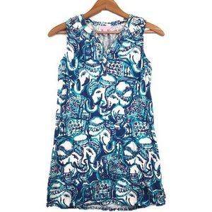 Lilly Pulitzer Girls Size L Essie Blue Elephant Dress